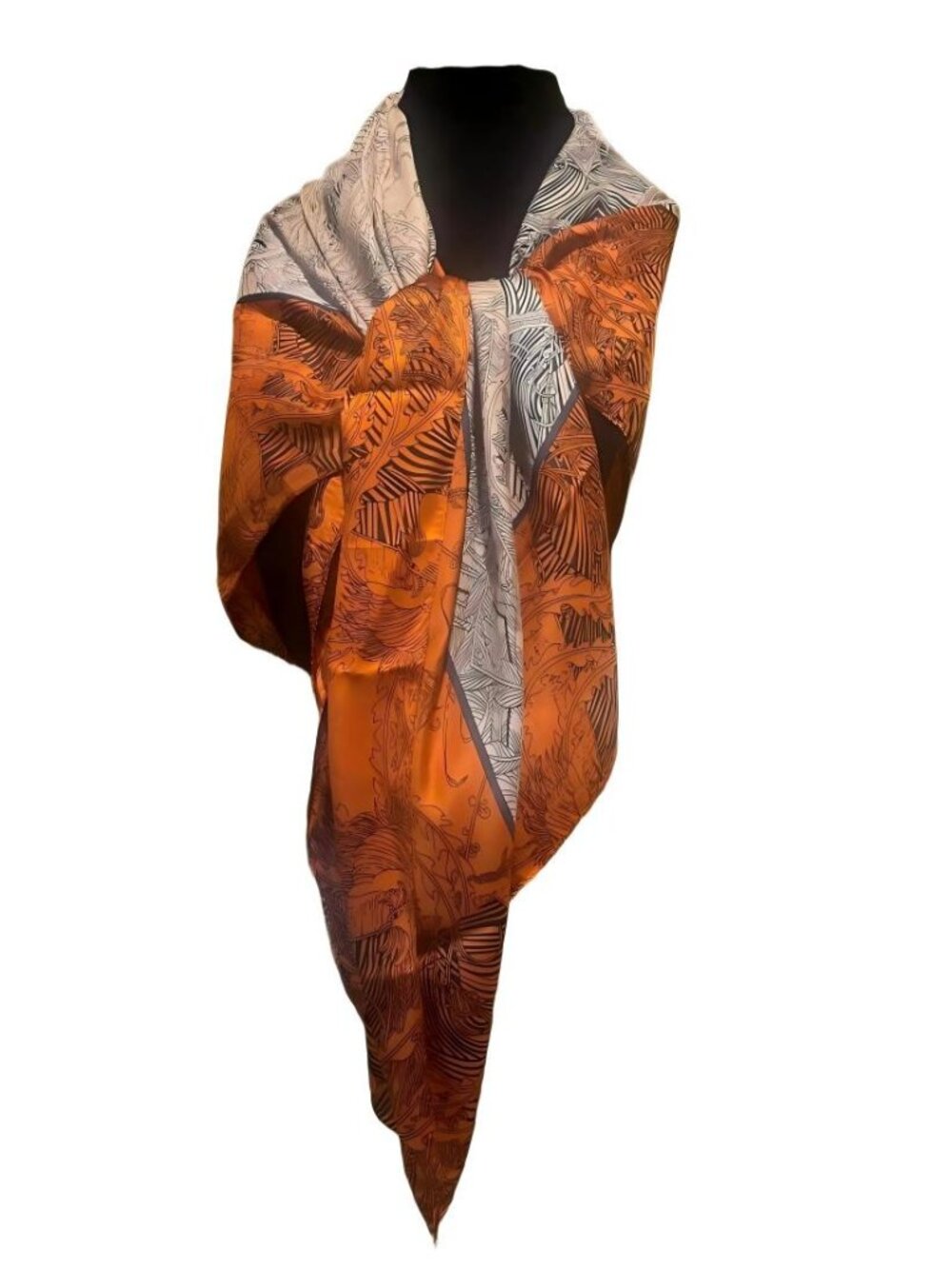 Elegant Floral Print Faux Silk Scarf